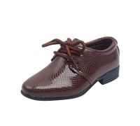 Chaussures en cuir pour enfants garçons, chaussures de Performance en cuir souple à lacets, Style britannique décontracté en Chaussettes De Trampoline Pour Enfants Chaussettes Pour (Brown, 26 Toddler)