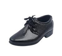 Chaussures en Cuir pour Enfants garçons, Chaussures de Performance en Cuir Souple à Lacets, Style Britannique décontracté en Chaussettes De Trampoline pour Enfants Genouillères (Black, 34 Big Kids)