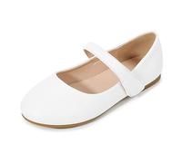 Chaussures en cuir pour fille avec semelles souples antidérapantes pour enfants de 4 à 12 ans, blanc, 13 UK Child 3X-Narrow