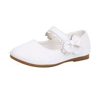 Chaussures en cuir pour fille - Chaussures de danse - Chaussures de performance - Chaussures de loisirs pour femme, Blanc., 27 EU