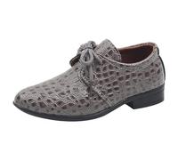 Chaussures en Cuir pour garçons, Quatre Saisons, Nouveau modèle, Mode, Couleur Unie, à Lacets, Talon Bas, Chaussures de Performance Confortables Tracteur Chaussettes Ensembles Garçons pour (Grey, 40)