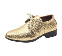 Chaussures en Cuir pour garçons, Quatre Saisons, Nouveau modèle, Mode, Couleur Unie, à Lacets, Talon Bas, Chaussures de Performance Confortables Tracteur Chaussettes De Noël pour Garçon De (Gold, 28)