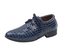 Chaussures en Cuir pour garçons, Quatre Saisons, Nouveau modèle, Talon Bas Pointu, Confortable à Lacets, Chaussures de Danse pour Spectacle (Blue, 39)