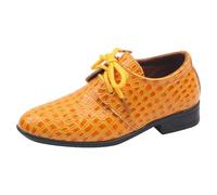 Chaussures en Cuir pour garçons, Quatre Saisons, Nouveau modèle, Talon Bas Pointu, Robe Confortable à Lacets, Chaussures de Danse pour Spectacle Nouveau-né Chaussettes Qui Ressemblent (Yellow, 34)