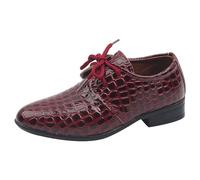 Chaussures en cuir pour garçons, quatre saisons, nouveau modèle, talon bas pointu, robe confortable à lacets, chaussures de danse pour spectacle Nouveau-né Chaussettes Qui Ressemblent Bonnet (Red, 36)