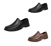 Chaussures en cuir pour homme à enfiler - Chaussures d'affaires classiques - Décontractées - Dessous doux - Antidérapantes - Chaussures d'été orthopédiques - Soutien de la voûte plantaire, Noir , 48