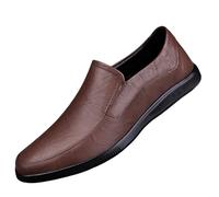 Chaussures en cuir pour homme, chaussures décontractées à enfiler, légères, formelles, extra larges, confortables, antidérapantes, légères, pour le salon, le travail, le bureau, marron, 38 2/3 EU