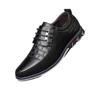Chaussures en cuir pour homme - Chaussures en cuir respirant à lacets confortables à bout pointu antidérapant - Chaussures en cuir pour homme d'affaires britanniques, Noir , 48 EU