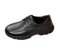 Chaussures en cuir pour homme - Chaussures en cuir tendance à fond souple - Semelle en caoutchouc antidérapante - Unisexe - Légères et résistantes à l'usure, Noir , 38 2/3 EU