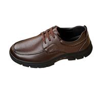 Chaussures en cuir pour homme - Chaussures en cuir tendance à fond souple - Semelle en caoutchouc antidérapante - Unisexe - Légères et résistantes à l'usure, marron, 42 1/3 EU