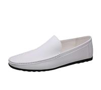 Chaussures en cuir pour homme - Confortables - Chaussures de loisirs - Semelle souple - Couleur unie - Pour le quotidien, les mariages, les boîtes de nuit et les loisirs, Blanc., 44 EU