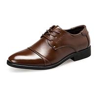Chaussures en cuir pour homme - Couleur unie - Chaussures d'affaires britanniques à fond souple - Chaussures formelles - Tendance et confortable - Chaussures de bureau - Coupe large - Chaussures à