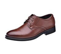 Chaussures en cuir pour homme - Respirantes - Doux et confortables - Couleur unie - Élégantes - Formales - Oxford - Derby - Pour l'extérieur et les affaires - Avec lacets - Pointure 39-47, marron, 46