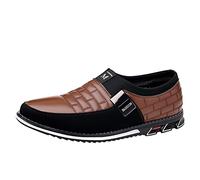 Chaussures en cuir pour homme - Respirantes et confortables - Pour le travail, les loisirs - Couleur unie, marron, 42 1/3 EU