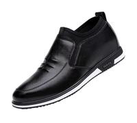 Chaussures en cuir pour homme sans lacets à enfiler - Bout rond - Chaussures plates vintage antidérapantes - Chaussures basses décontractées pour événements d'affaires décontractés, Noir , 39 1/3 EU