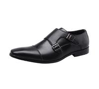 Chaussures en cuir pour homme - Style rétro - Chaussures d'affaires - Chaussures de mariage - Chaussures de costume à enfiler - Chaussures de travail avec boucles - Chaussures de loisirs