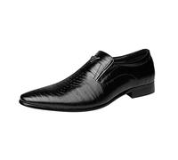 Chaussures en cuir pour homme - Style rétro - Style décontracté - Couleur unie - Tête carrée - Chaussures en cuir, Noir , 48 EU