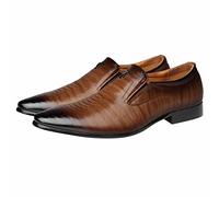 Chaussures en cuir pour homme - Style rétro - Style décontracté - Couleur unie - Tête carrée - Chaussures en cuir, marron, 47 EU