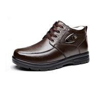 Chaussures En Cuir Pour Hommes, Doublure En Fourrure Chaussures Décontractées À Lacets En Cuir De Vache Grande Taille D'hiver En Coton À Fond Doux Chaudes Antidérapantes Confortables , 43 EU,Brown