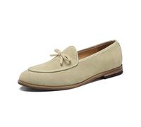 Chaussures En Cuir Pour Hommes, Mocassins À Enfiler De Grande Taille, Chaussures Décontractées D'affaires En Cuir Véritable Givré Confortables Bas À Bout Pointu Travail De Bureau , 45 EU ,Beige