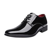 Chaussures en Cuir pour Hommes, Robe d'affaires, en Faux Cuir Verni, Chaussures Classiques à Lacets, Robe de mariée Formelle pour Hommes