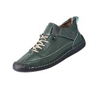 Chaussures en cuir souple faites à la main pour homme, chaussures décontractées d'extérieur vert olive, chaussures d'été, imperméables, légères et confortables, coupe large, chaussures de marche