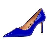 Chaussures en cuir verni pour femme - Escarpins à talons aiguilles - Chaussures de fête - Escarpins à la mode - Chaussures pour femmes - bleu, 34