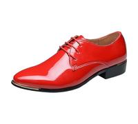Chaussures en Cuir Verni pour Homme Pointure Grande Pointure Confortable Respirant Cérémonie Mariage Bureau Détente Travail (Red, 42)