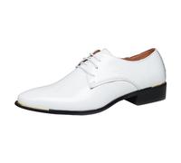 Chaussures en Cuir Verni pour Homme Pointure Grande Pointure Confortable Respirant Cérémonie Mariage Bureau Détente Travail (White, 45)