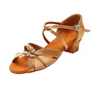 Chaussures en latex antidérapantes avec semelle souple, talon moyen bas et boucle Chaussures avec talon pour femme, or, 40 EU