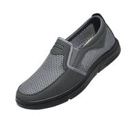Chaussures en toile à enfiler pour homme - Bout large - Chaussures plates décontractées - Mocassins orthopédiques respirants pour la randonnée, la course à pied, le travail du jardin, B Gris., 42 EU