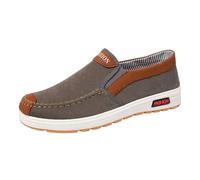 Chaussures en toile à enfiler pour homme - Bout large - Chaussures plates décontractées - Mocassins orthopédiques respirants pour la randonnée, la course à pied, le travail du jardin, Gris, 39.5 EU