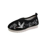 Chaussures En Toile Brodées À La Main Pour Enfants Chaussures De Marche Traditionnelles Chinoises Shoes De Kung-fu Décontractées À Enfiler Shoes Orientales Pour Spectacles(Black,34 EU)