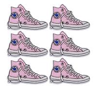 Chaussures en toile Patches en fer, 6pcs Pink Sneaker Canvas Chaussures Patch Saw on/Iron On Applique 4.3x7.1cm / 1.7x2.8 pouces pour vêtements en jeans Sacs