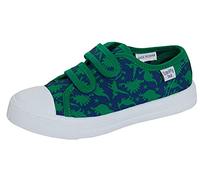 Chaussures en toile pour garçon avec motif dinosaure - Faciles à attacher - Décontractées - Avec bout pare-choc, Bleu marine/vert, 30 EU