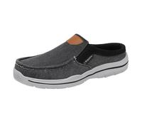 Chaussures en toile pour homme - Chaussures de marche en tissu ancien à enfiler - Étriers d'un pied - Fond épais - Demi-traînée - Chaussures décontractées - Respirantes - Légères et confortables