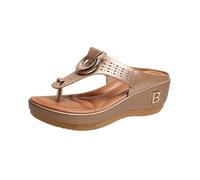 Chaussures Ete Femme Sandales De Trekking Pieds Avec Sangle Réglable Sandales Compensées Femme Avec Bande Croisée Pantoufles D'été Anatomiques Confortables Fabriqué En Italie (Rose Gold, 40)