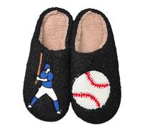 Chaussures Femme Ballerine Pantoufles Confortables Femme avec Broderie Baseball Intérieur pour Confort et Chaleur à la Maison, Parfait pour les Loisirs et la Détente Chaussures Femme Talon Noir Rouge