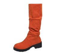 Chaussures Femme Bottines Botte Equitation Femme Fourrée Boots Cuir Bottes Plates Haute Mollet Large Chaussure Hiver Confortable Pour Et Fourrées Talon Chaussures Pieds Larges Cavalieres Caoutchouc,41