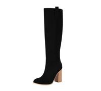 Chaussures Femme Bottines Chaussure Femme Confortable Bottes Pour Mollet Large Chaussures Hiver Cowboy Cuissardes Bottines Compensées Bottine Cavalieres Botte Talon Boots Cuir Equitation Caoutchouc,40