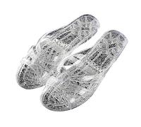 Chaussures Femme Bottines Pantoufles Femme Matière Plastique Transparent Caoutchouc Au-dessus du Talon Coréen Intérieur Maison Avec Jours Forme Chaussures Femmes Escarpins Taille 34, Blanc., 39 EU