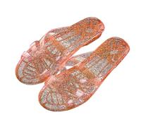 Chaussures Femme Bottines Pantoufles Femme Matière Plastique Transparent Caoutchouc Au-dessus du Talon Coréen Intérieur Maison Avec Jours Forme Chaussures Femmes Escarpins Taille 34, Orange, 42 EU