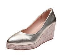 Chaussures Femme Chaussures de Mode avec Semelle de Corde Paille Automne Nouvelle Semelle compensée Bout Pointu Espadrilles épaisse Talon Haut sans Lacet Femmes