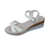 Chaussures Femme Compensees D Ete Chaussure Été Sandales d'été Pour Femmes Nouveau Style Coréen Plateforme Confortable Semelle Épaisse Boucle Sandales Chaussure Orthopedique Femme (White 38)