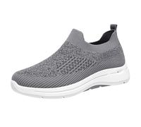 Chaussures Femme Confort Chic Sneakers Poids Léger Women's Mesh Casual Shoes Spring Summer and Autumn Fly Woven Breathable Casual Shoes Lightweight Mesh Femme Baskets Chaussures Basket de (Grey,36)