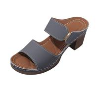 Chaussures Femme Confort Chic Talon Pieds Larges Femmes Europe Et Les États Commerce Extérieur Chantiers Bout Ouvert Un Mot Pantoufles À Talons Hauts Femme Chaussures Ete Sandales (Grey 40)