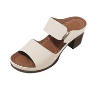Chaussures Femme Confort Chic Talon Pieds Larges Femmes Europe Et Les États Commerce Extérieur Chantiers Bout Ouvert Un Mot Pantoufles À Talons Hauts Femme Chaussures Ete Sandales (White 42)