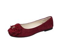 Chaussures Femme ete Baskets Et Chaussures de Sport Femme Women's Flat Shoes Spring Summer and Autumn Lightweight Suede Round Toe Shallow Mouth Soft Bottom Bow Single Shoes Daily Vin 36