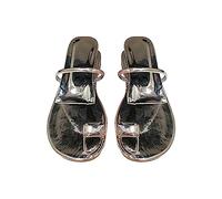 Chaussures Femme Ete Chic Sandales de Marche 2023 été nouveau modèle d'un strass hauteur intérieure talon pantoufles femmes portant des sandales de Femme Confortable (Silver 38)