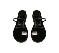 Chaussures Femme Ete Chic Sandales de Marche 2023 été nouveau modèle d'un strass hauteur intérieure talon pantoufles femmes portant des sandales de Femme Confortable (Black 38)